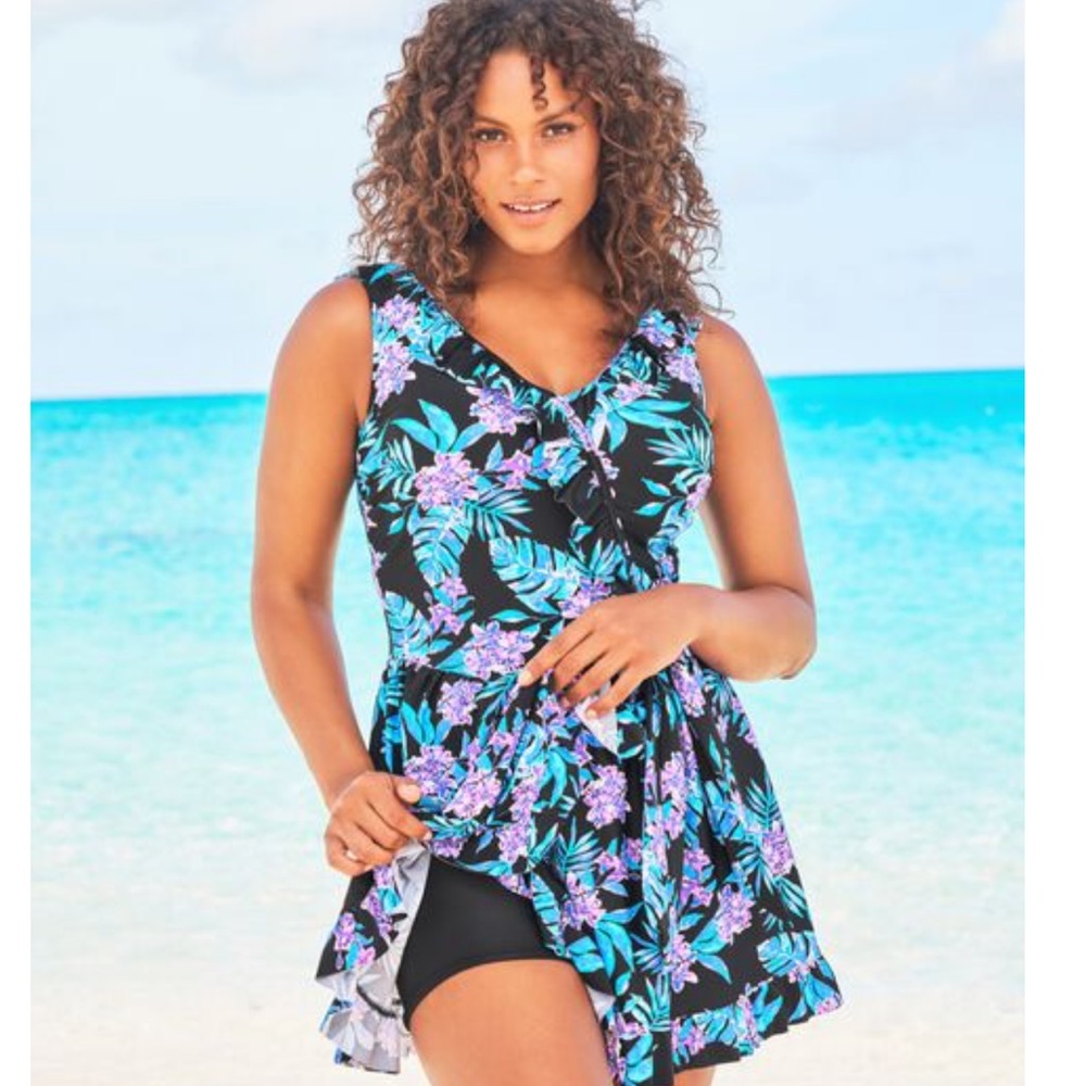 Swimsuits for all one piece Faux Wrap swimwear size 14